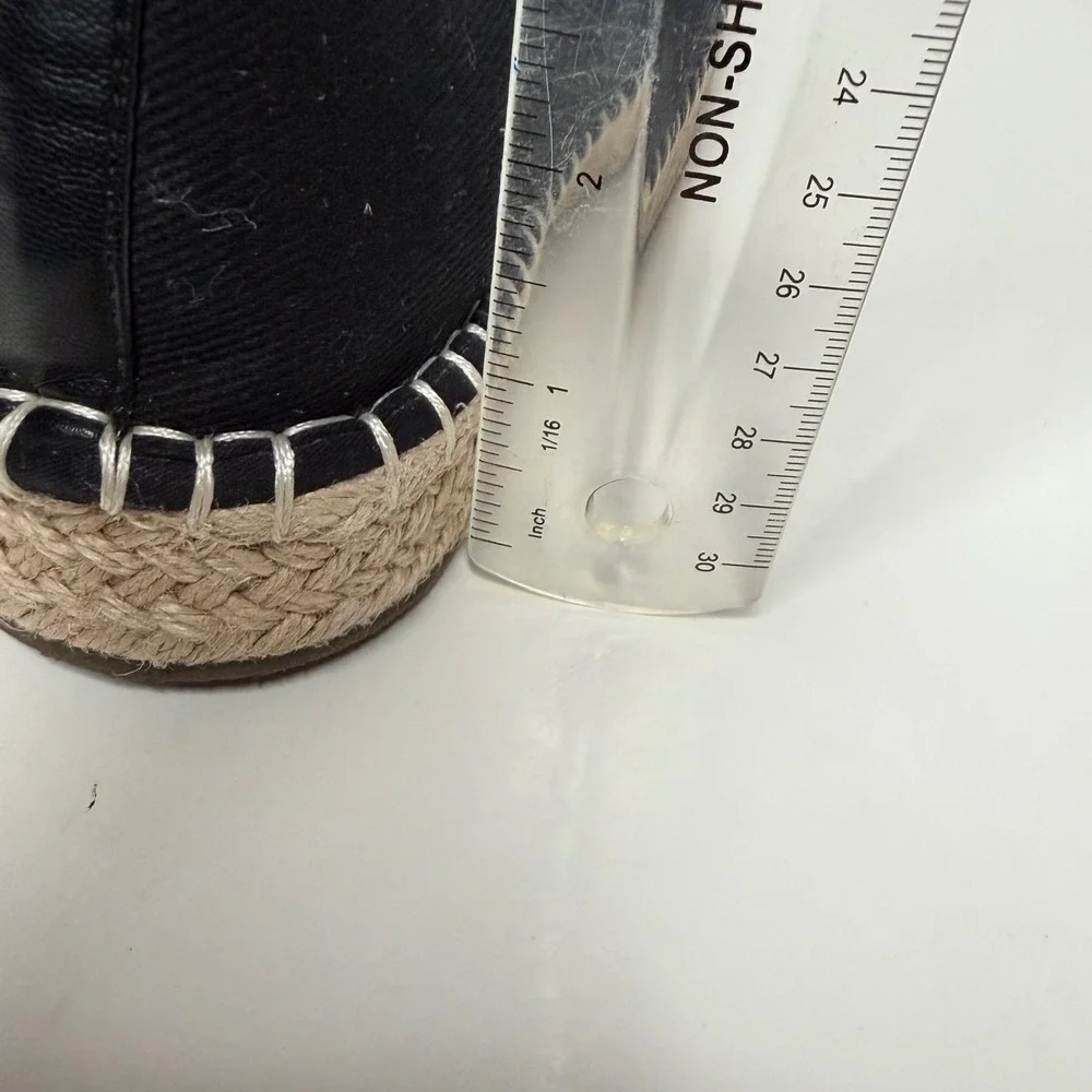 Joie Cara Espadrille Flats Womens Black Canvas Platform Slip On Coastal Size 9M